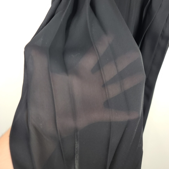 Vintage Cache Black Sequin Bodice & Accordion Pleat Georgette Split Maxi Dress - Picture 10 of 16